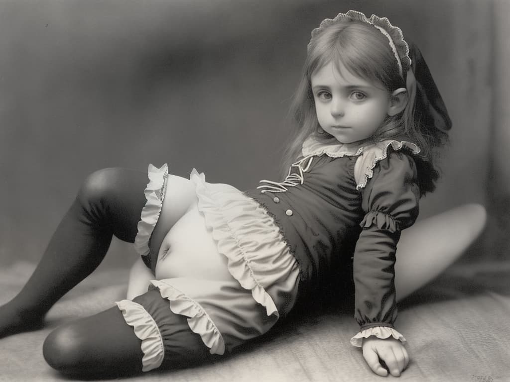  niña en calzones en Alemania del año 1868s en casa hermoso trasero