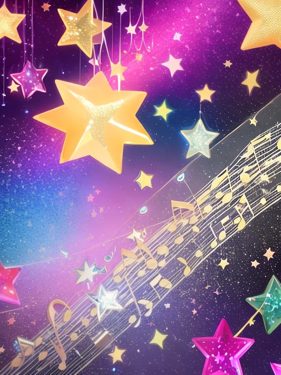  Musical notes and sparkling stars and gems wallpaper