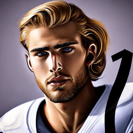 portrait+ style NFL queer blonde hunk dude face