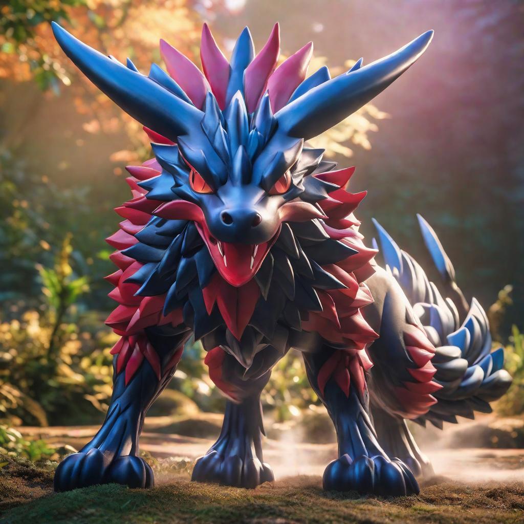  Hydreigon Pokémon hyperrealistic, full body, detailed clothing, highly detailed, cinematic lighting, stunningly beautiful, intricate, sharp focus, f/1. 8, 85mm, (centered image composition), (professionally color graded), ((bright soft diffused light)), volumetric fog, trending on instagram, trending on tumblr, HDR 4K, 8K