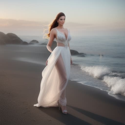  a beach hyperrealistic, full body, detailed clothing, highly detailed, cinematic lighting, stunningly beautiful, intricate, sharp focus, f/1. 8, 85mm, (centered image composition), (professionally color graded), ((bright soft diffused light)), volumetric fog, trending on instagram, trending on tumblr, HDR 4K, 8K
