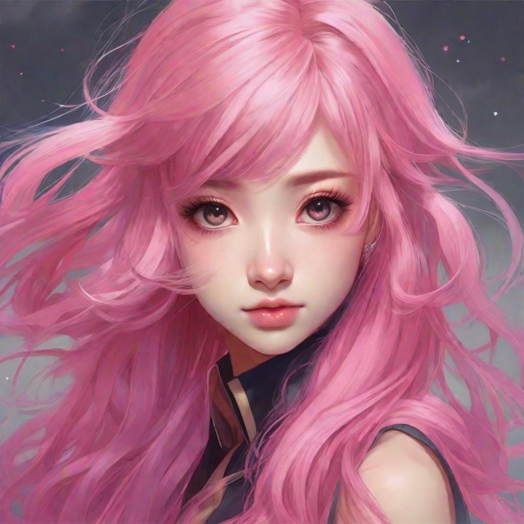  masterpiece, best quality,Draw an anime girl with long pink hair