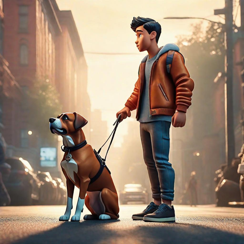  generate cartoon like comic with 8 sections about a boy and his dog hyperrealistic, full body, detailed clothing, highly detailed, cinematic lighting, stunningly beautiful, intricate, sharp focus, f/1. 8, 85mm, (centered image composition), (professionally color graded), ((bright soft diffused light)), volumetric fog, trending on instagram, trending on tumblr, HDR 4K, 8K