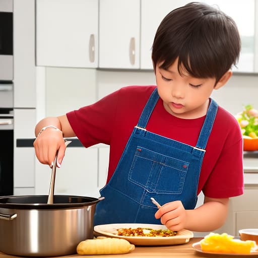  A boy cooking