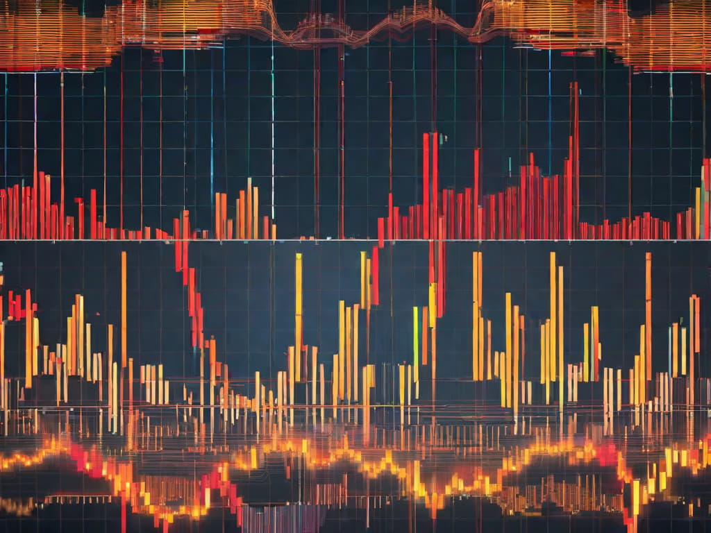  A dynamic graph with upward-trending arrows, a bull symbol, and stock market candlestick charts reflecting growth. The backdrop features financial newspapers and a calculator. digital art, ilustration, no flares, clean hyperrealistic, full body, detailed clothing, highly detailed, cinematic lighting, stunningly beautiful, intricate, sharp focus, f/1. 8, 85mm, (centered image composition), (professionally color graded), ((bright soft diffused light)), volumetric fog, trending on instagram, trending on tumblr, HDR 4K, 8K