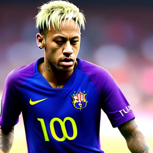  Neymar jr wearing a purple jersey and dribbling a football