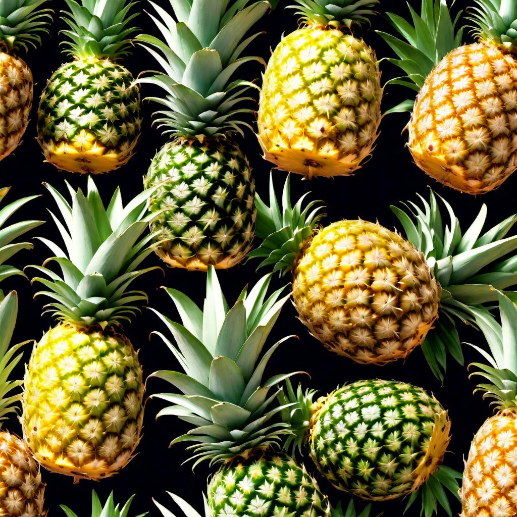  Create a seamless pattern of pineapples that connects on all four sides, suitable for tiling across a surface to create an endless pattern. hyperrealistic, full body, detailed clothing, highly detailed, cinematic lighting, stunningly beautiful, intricate, sharp focus, f/1. 8, 85mm, (centered image composition), (professionally color graded), ((bright soft diffused light)), volumetric fog, trending on instagram, trending on tumblr, HDR 4K, 8K