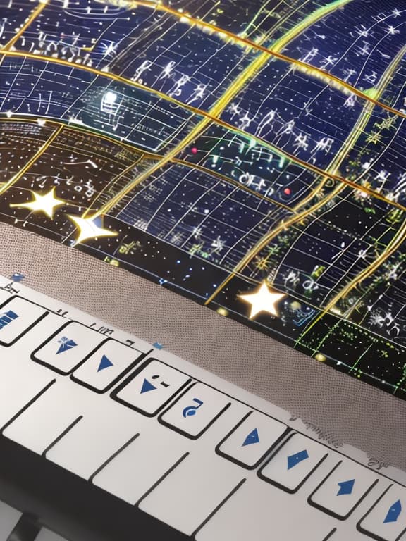  Wallpaper with music notation, piano and sparkling stars