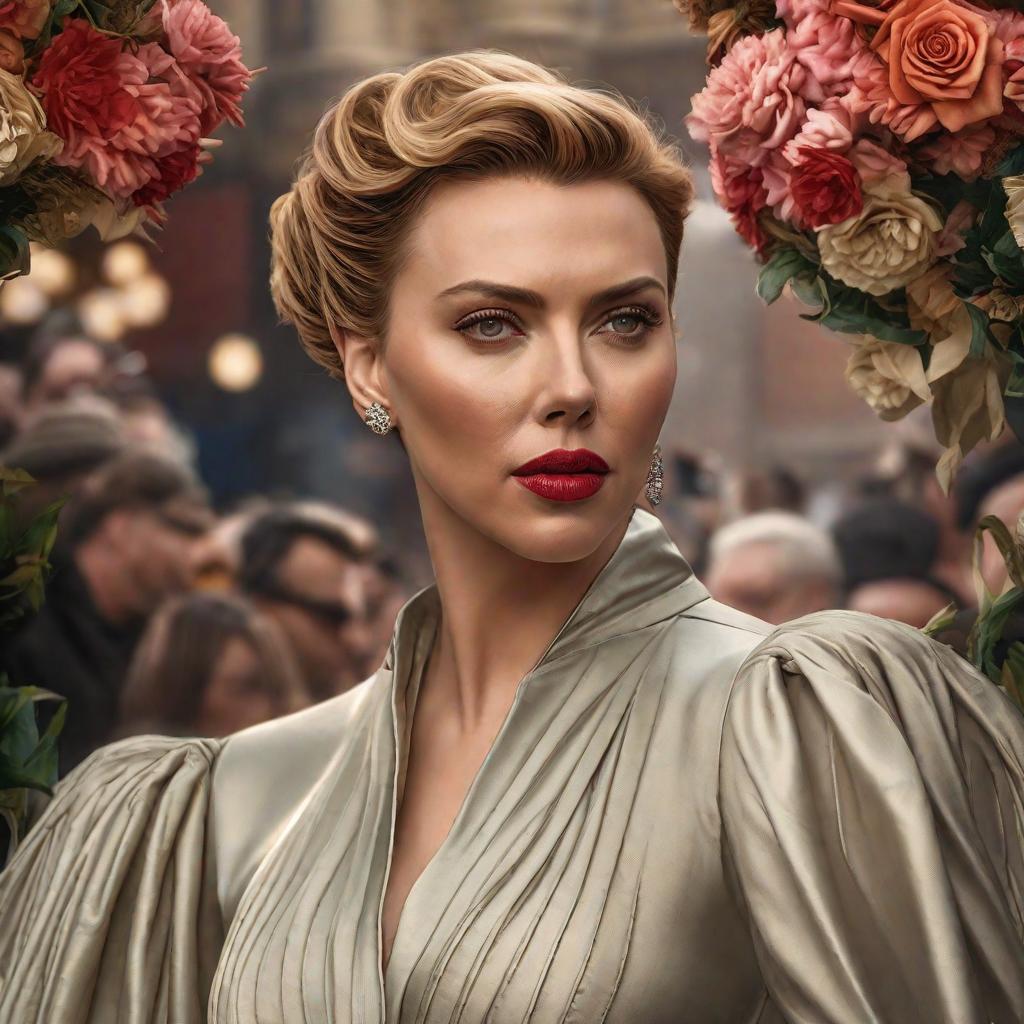  Scarlett Johansson hyperrealistic, full body, detailed clothing, highly detailed, cinematic lighting, stunningly beautiful, intricate, sharp focus, f/1. 8, 85mm, (centered image composition), (professionally color graded), ((bright soft diffused light)), volumetric fog, trending on instagram, trending on tumblr, HDR 4K, 8K