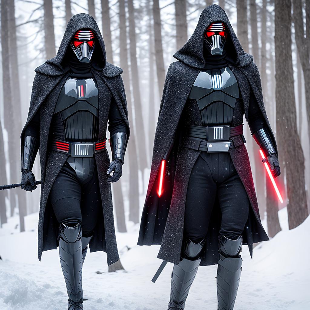  Kylo Ren standing in the snow, covered in snow, dark, dramatic, masked hyperrealistic, full body, detailed clothing, highly detailed, cinematic lighting, stunningly beautiful, intricate, sharp focus, f/1. 8, 85mm, (centered image composition), (professionally color graded), ((bright soft diffused light)), volumetric fog, trending on instagram, trending on tumblr, HDR 4K, 8K