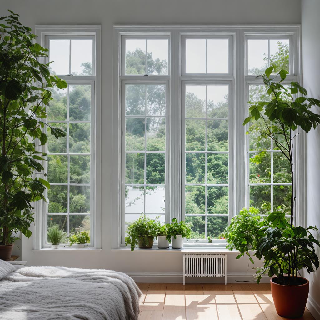  a house with a beautiful window overlooking nature, lots of plants and a corner for ceramics and one for painting, white boho style, and light wood hyperrealistic, full body, detailed clothing, highly detailed, cinematic lighting, stunningly beautiful, intricate, sharp focus, f/1. 8, 85mm, (centered image composition), (professionally color graded), ((bright soft diffused light)), volumetric fog, trending on instagram, trending on tumblr, HDR 4K, 8K