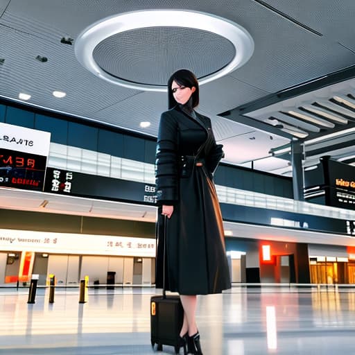  airport Apply the Following Styles Japonisme hyperrealistic, full body, detailed clothing, highly detailed, cinematic lighting, stunningly beautiful, intricate, sharp focus, f/1. 8, 85mm, (centered image composition), (professionally color graded), ((bright soft diffused light)), volumetric fog, trending on instagram, trending on tumblr, HDR 4K, 8K