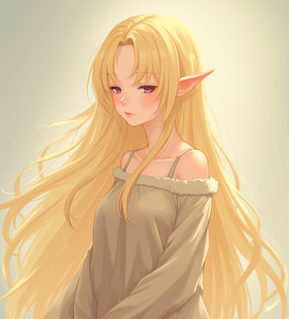  good quality, high quality, elf anime girl blonde hair long hair