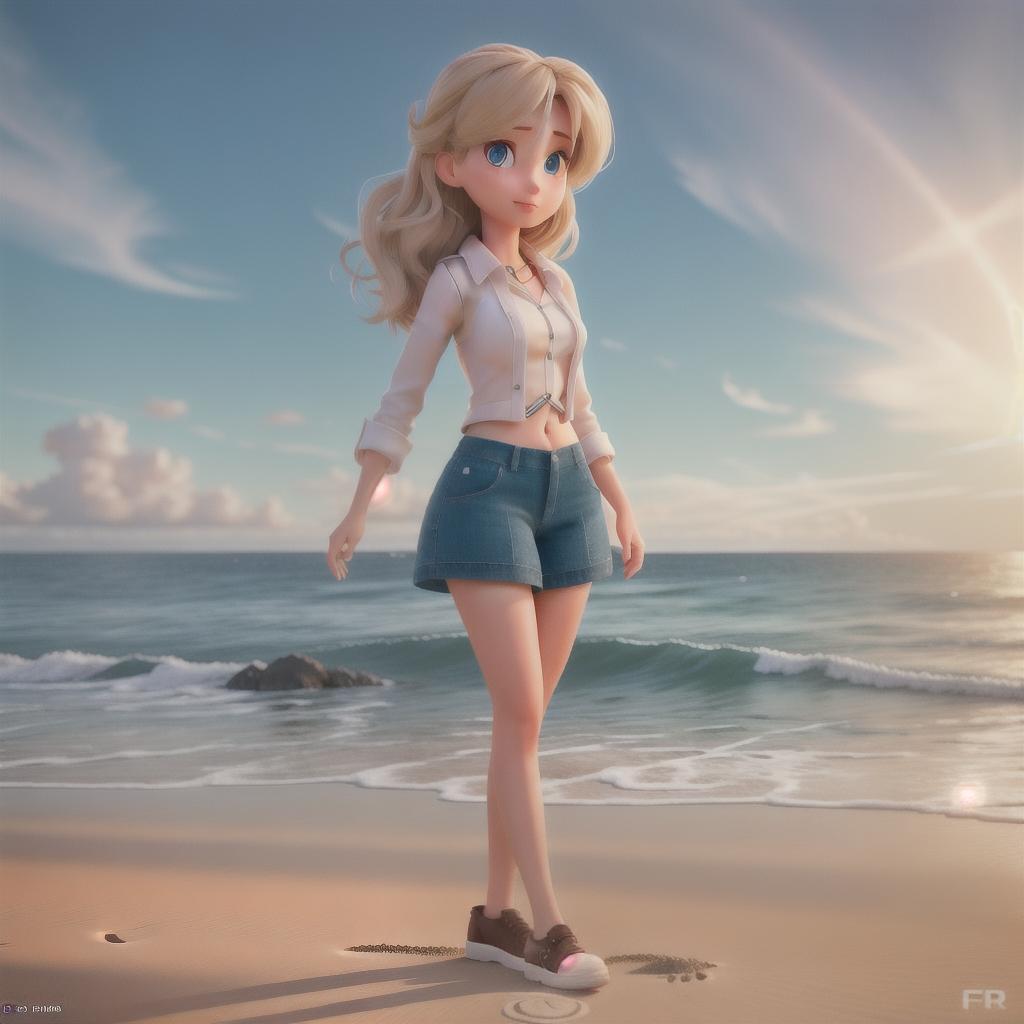  Girl on the beach hyperrealistic, full body, detailed clothing, highly detailed, cinematic lighting, stunningly beautiful, intricate, sharp focus, f/1. 8, 85mm, (centered image composition), (professionally color graded), ((bright soft diffused light)), volumetric fog, trending on instagram, trending on tumblr, HDR 4K, 8K