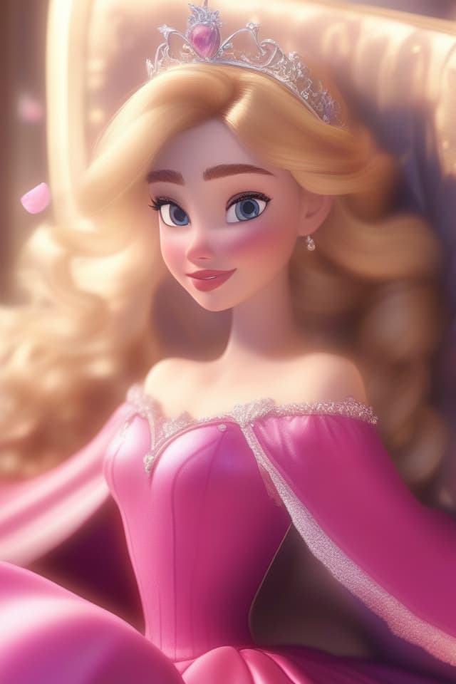  ultra detailed:1.2,masterpiece:1.2,best quality,masterpiece,bestquality,hdr:1.1,8k:1.1,very cute woman :1.3,Disney:1.3,Sleeping Beauty:1.3,pink dress,blonde hair,tiara