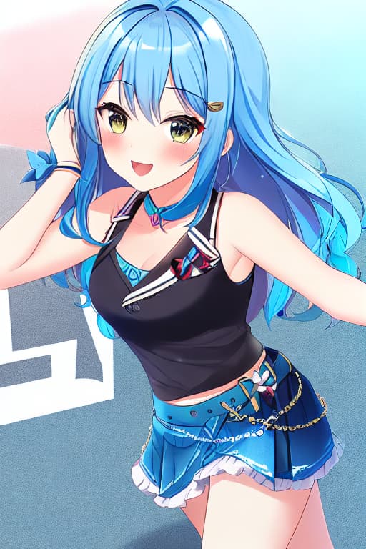  Blue hair, Idol, Girl, Cute