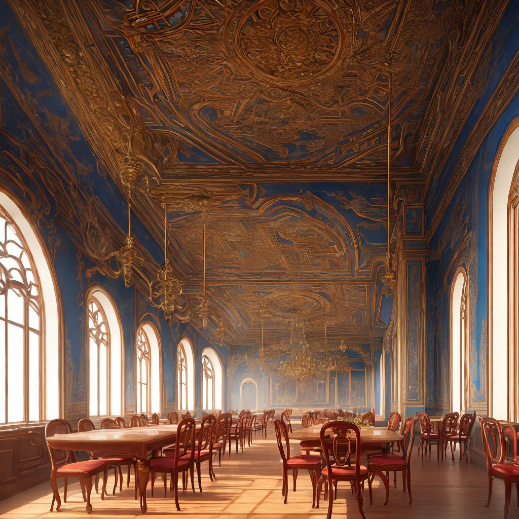  A masterpiece of a special tourist attraction and restaurant, created with the best quality, 8k resolution, and high detailed, ultra-detailed elements. The main subject of the scene is a girl sitting in a classroom. The scene includes the following elements: a girl, (colorful mural on the wall), (exquisite wooden tables and chairs), (mouth-watering dishes on the table), (beautifully decorated walls and ceiling). hyperrealistic, full body, detailed clothing, highly detailed, cinematic lighting, stunningly beautiful, intricate, sharp focus, f/1. 8, 85mm, (centered image composition), (professionally color graded), ((bright soft diffused light)), volumetric fog, trending on instagram, trending on tumblr, HDR 4K, 8K