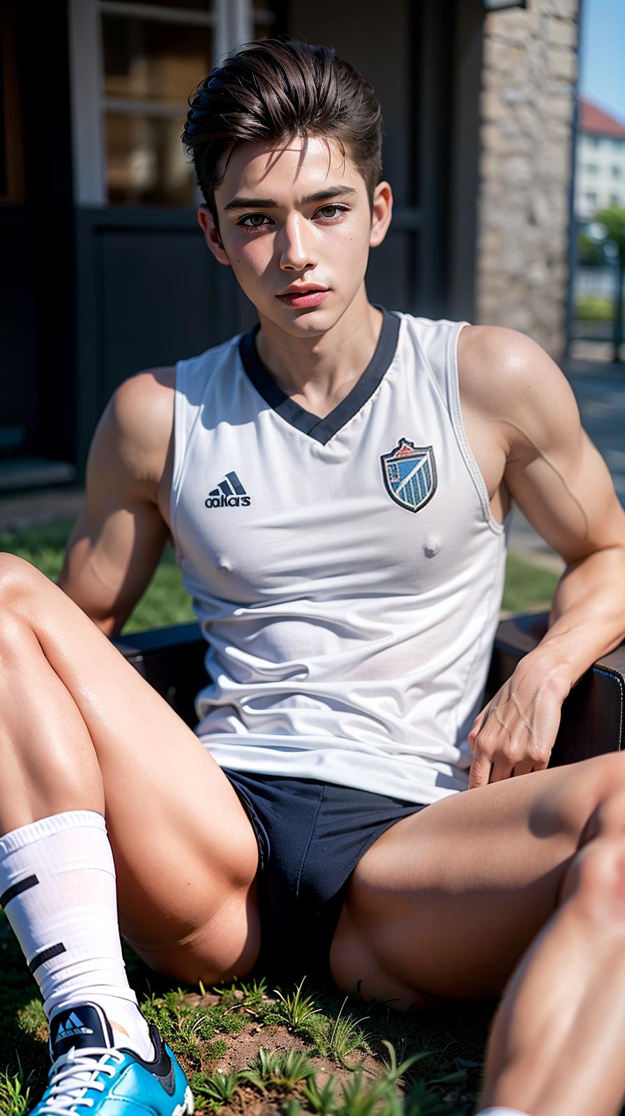  ultra high res, (photorealistic:1.4), raw photo, (realistic face), realistic eyes, (realistic skin), <lora:XXMix9_v20LoRa:0.8>, handsome, (male:2), (soccer players:1.2), (pompadour:1.3), (white briefs:1.3), (sleeveless:1.2), spike shoes, (soccer shin guards:1.3), young, sitting posture, (spread legs:1.1), real skin, (sexy posing:1.3), hot guy, (muscular:1.3), (naked:1.1), (bulge:1.1), trained calves, thigh, realistic, lifelike, high quality, photos taken with a single-lens reflex camera, (looking at the camera:1.2)