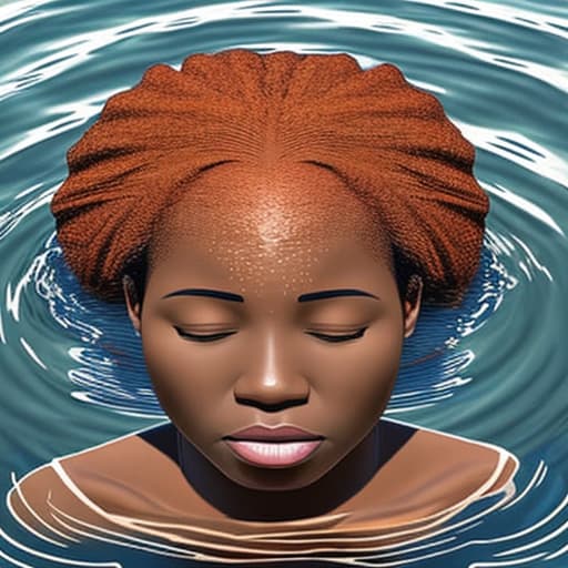  african woman's head drowning in the lake