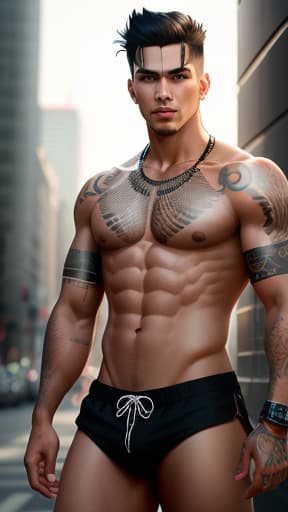  Male siren, Indigenous American, toned body with tribal tattoos, black hair, brown eyes, hyperrealistic, high quality, highly detailed, perfect lighting, intricate, sharp focus, f/1. 8, 85mm, (centered image composition), (professionally color graded), ((bright soft diffused light)), trending on instagram, HDR 4K, 8K