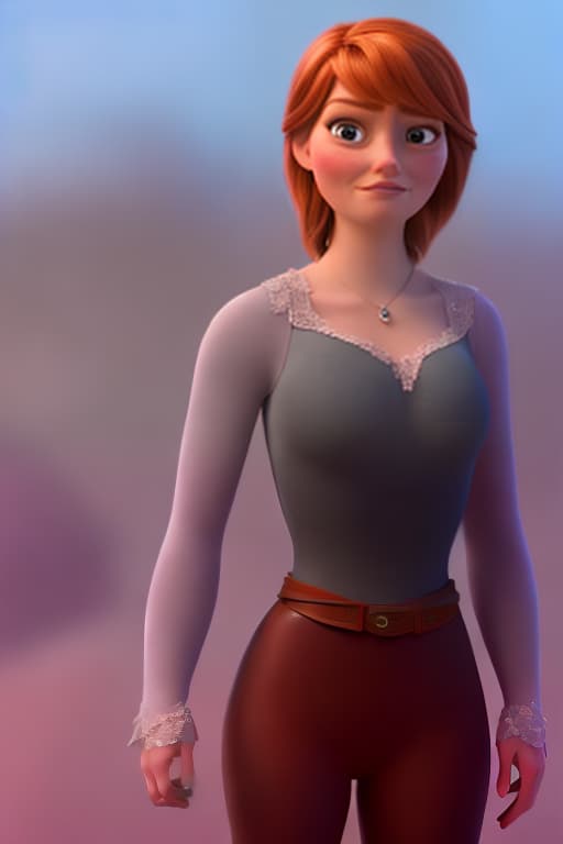 modern disney style Emma Stone,, 30 year,,  ,,with no clothes on, squatting ,, with big bosom,, and short red hair