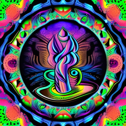 wa-vy style Psychedelic background with wizard smoking weed