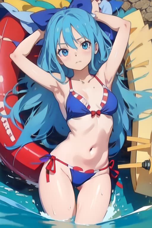  Cirno, one piece swimsuit, manga style