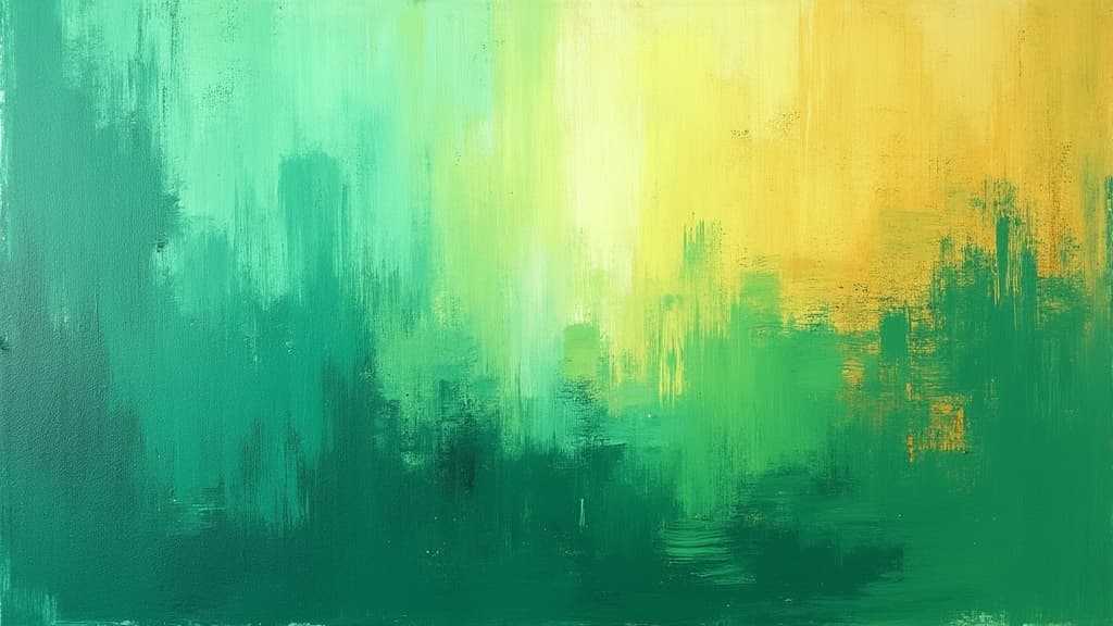  good quality, high quality, vibrant brushstrokes: abstract green and gold painting texture on canvas