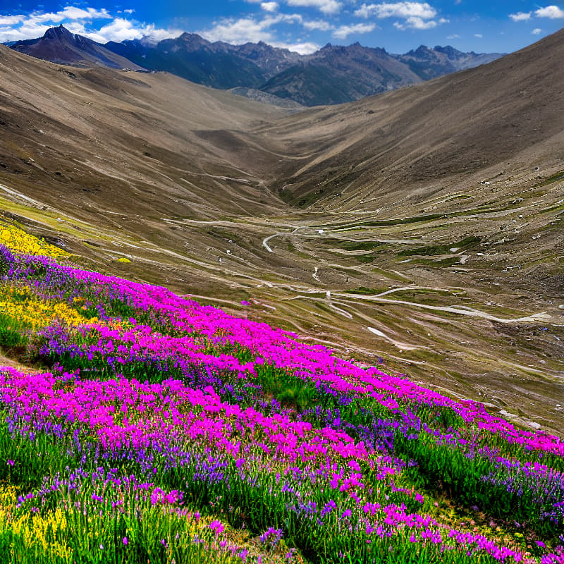  Paisaje de montañas de la zona de Reinosa en el Alto Campoo. Se ven montañas y un ambiente primaveral. Es una foto de verdad, realista, donde el cielo está azul .