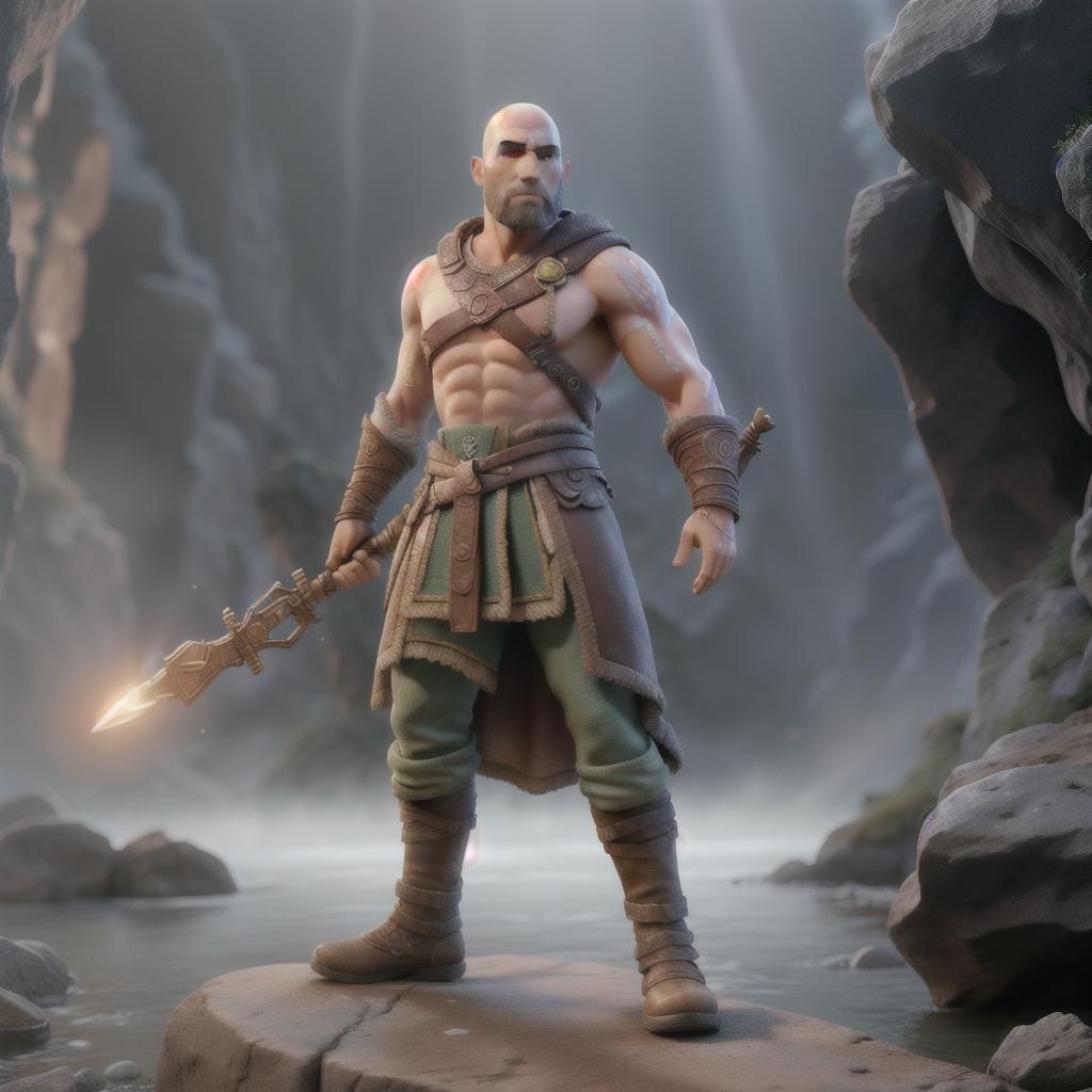  God of war hyperrealistic, full body, detailed clothing, highly detailed, cinematic lighting, stunningly beautiful, intricate, sharp focus, f/1. 8, 85mm, (centered image composition), (professionally color graded), ((bright soft diffused light)), volumetric fog, trending on instagram, trending on tumblr, HDR 4K, 8K