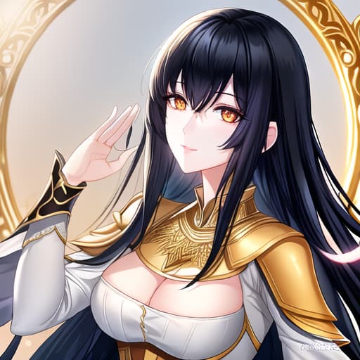  a girl manhua character with black hair and orange eyes with white skin wearing royal blue and gold noble dress hyperrealistic, full body, detailed clothing, highly detailed, cinematic lighting, stunningly beautiful, intricate, sharp focus, f/1. 8, 85mm, (centered image composition), (professionally color graded), ((bright soft diffused light)), volumetric fog, trending on instagram, trending on tumblr, HDR 4K, 8K