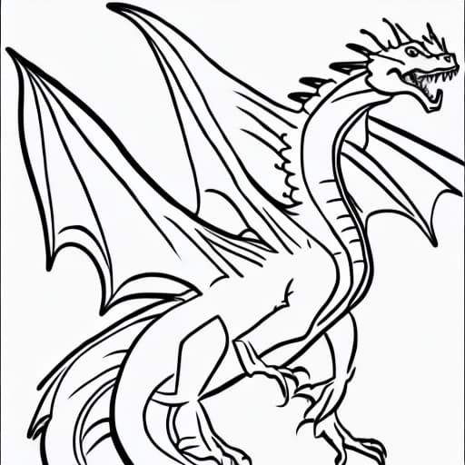  dragon coloring page for kids, isolated white background, simple, cute black outline, no fill
