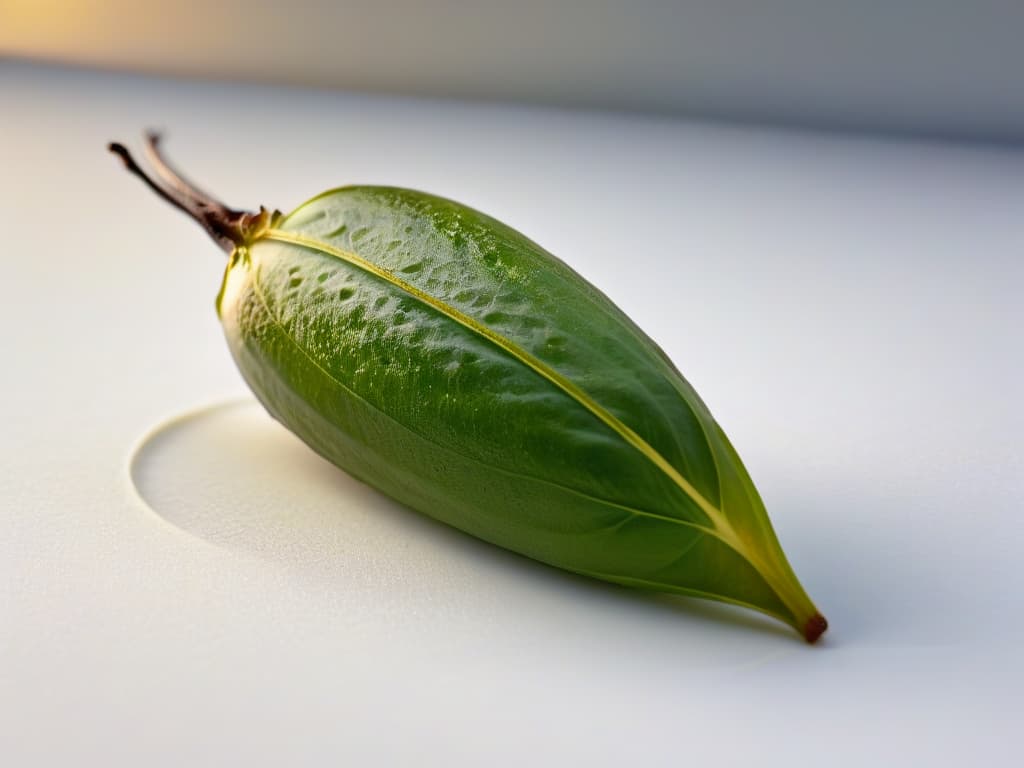  An ultradetailed, 8k resolution closeup image of a delicate vanilla bean pod split open, showcasing the tiny, aromatic seeds inside against a soft, blurred background. The focus is on the intricate textures and rich, natural colors of the vanilla bean, highlighting its potential to transform recipes and add layers of flavor to baked goods. hyperrealistic, full body, detailed clothing, highly detailed, cinematic lighting, stunningly beautiful, intricate, sharp focus, f/1. 8, 85mm, (centered image composition), (professionally color graded), ((bright soft diffused light)), volumetric fog, trending on instagram, trending on tumblr, HDR 4K, 8K