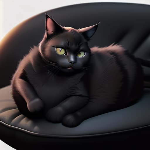  a fat black cat can use cell phone laying on the black sofa