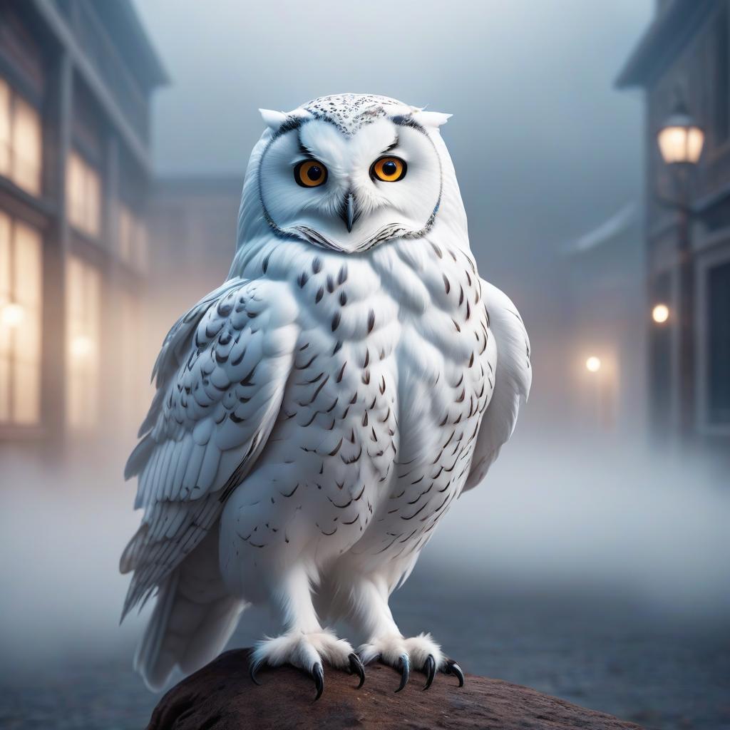  White owl school emblem hyperrealistic, full body, detailed clothing, highly detailed, cinematic lighting, stunningly beautiful, intricate, sharp focus, f/1. 8, 85mm, (centered image composition), (professionally color graded), ((bright soft diffused light)), volumetric fog, trending on instagram, trending on tumblr, HDR 4K, 8K