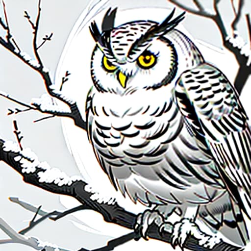  Owl on a branch, Sketch, Manga Sketch, Pencil drawing, Black and White, Manga, Manga style, Low detail, Line art, vector art, Monochromatic, by katsuhiro otomo and masamune shirow and studio ghilibi and yukito kishiro hyperrealistic, full body, detailed clothing, highly detailed, cinematic lighting, stunningly beautiful, intricate, sharp focus, f/1. 8, 85mm, (centered image composition), (professionally color graded), ((bright soft diffused light)), volumetric fog, trending on instagram, trending on tumblr, HDR 4K, 8K