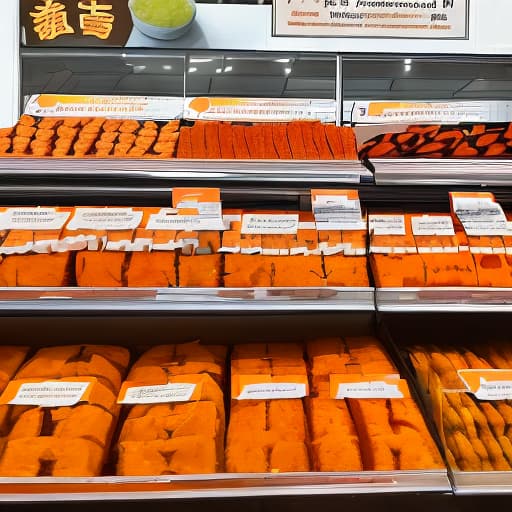  A poster of a sweet potato baking shop, containing the main products, such as: sweet potato chips, dried sweet potatoes, sweet potato wheat full score, etc., mainly orange or yellow color, shop name "sweet potato full," requirements Chinese ，