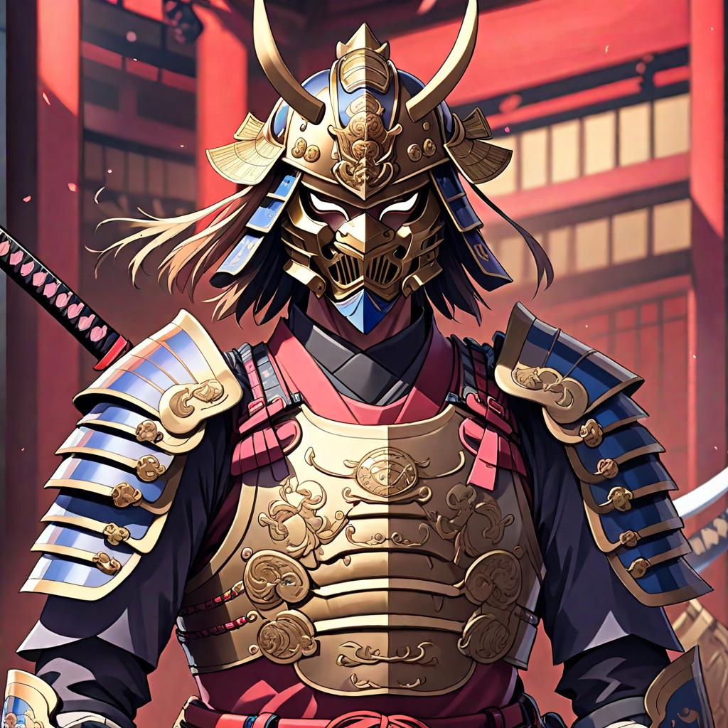  anime style artwork, (masterpiece:1.1), (highest quality:1.1), samurai armor and mask, anime style, key visual, vibrant, studio anime, highly detailed