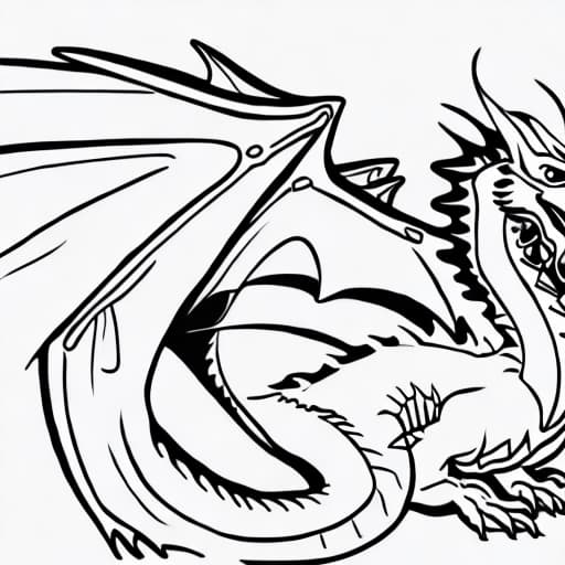  dragon coloring page for kids, isolated white background, simple, black outline, no fill
