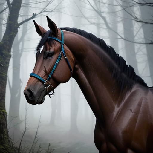  Un caballero con armadura desgastada dañada sin casco con rostro lastimado montando un caballo de color marrón caminando por un bosque sombrío oscuro ambiente triste y oscuro con cabeza en picada ambiente triste con lluvia Cinematic Quality, High Resolution, Dramatic hyperrealistic, full body, detailed clothing, highly detailed, cinematic lighting, stunningly beautiful, intricate, sharp focus, f/1. 8, 85mm, (centered image composition), (professionally color graded), ((bright soft diffused light)), volumetric fog, trending on instagram, trending on tumblr, HDR 4K, 8K