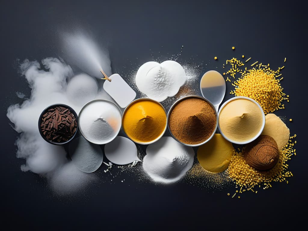  A visually striking, minimalist image featuring a diverse array of natural and artificial sweeteners commonly used in baking and desserts, arranged in a symmetrical and aesthetically pleasing pattern. The various sweeteners should be meticulously organized, showcasing their unique textures, colors, and shapes, creating a visually captivating composition that conveys the essence of the article's focus on choosing the best sweetener for culinary creations. The background should be a clean, neutral tone to emphasize the intricate details of each sweetener. hyperrealistic, full body, detailed clothing, highly detailed, cinematic lighting, stunningly beautiful, intricate, sharp focus, f/1. 8, 85mm, (centered image composition), (professionally color graded), ((bright soft diffused light)), volumetric fog, trending on instagram, trending on tumblr, HDR 4K, 8K