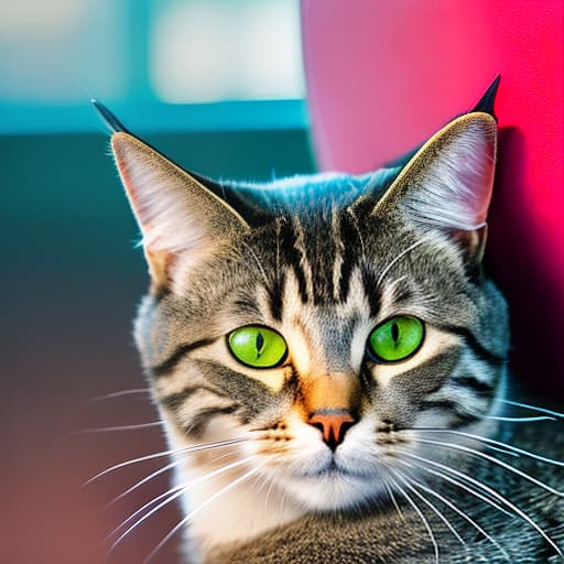 nvinkpunk Realistic image of a cat wearing headphones and reading glasses while riding a bus. hyperrealistic, full body, detailed clothing, highly detailed, cinematic lighting, stunningly beautiful, intricate, sharp focus, f/1. 8, 85mm, (centered image composition), (professionally color graded), ((bright soft diffused light)), volumetric fog, trending on instagram, trending on tumblr, HDR 4K, 8K