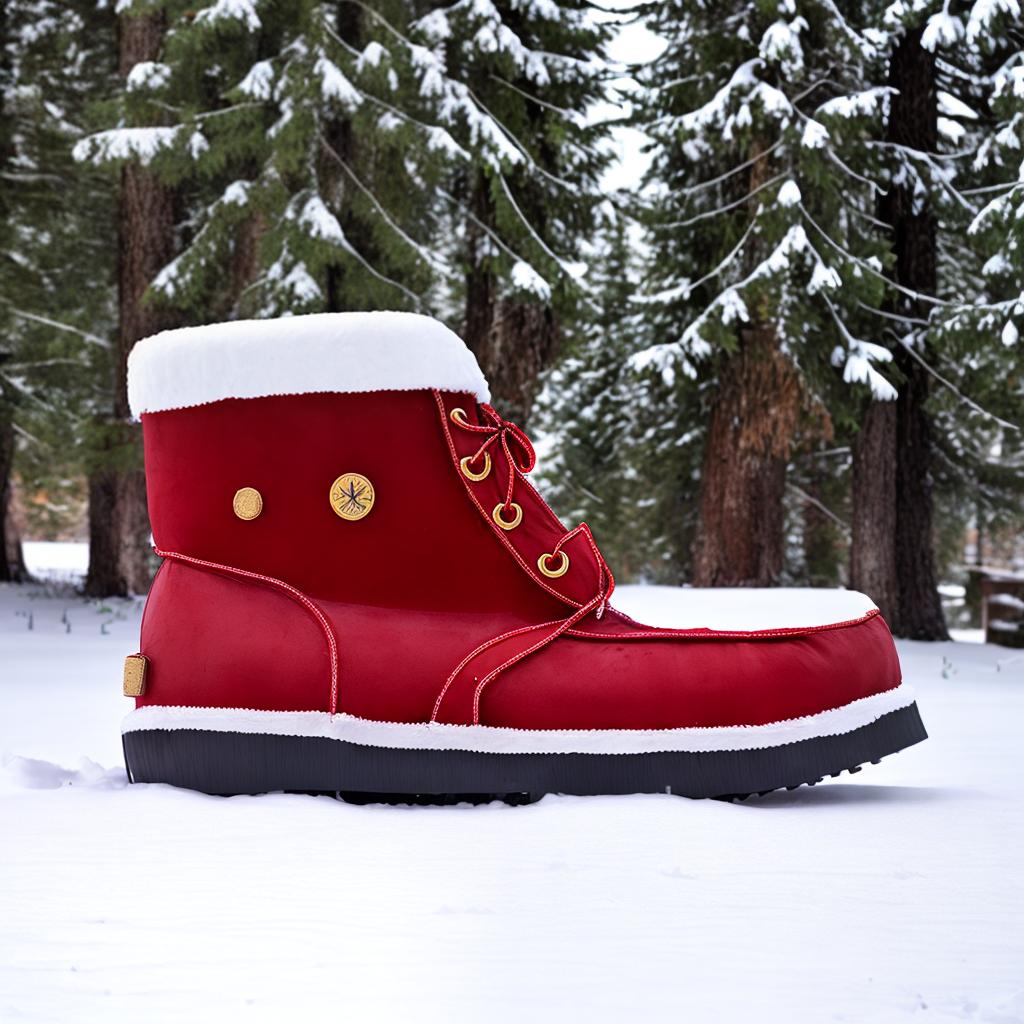  Santa boot in a snow blizzard.