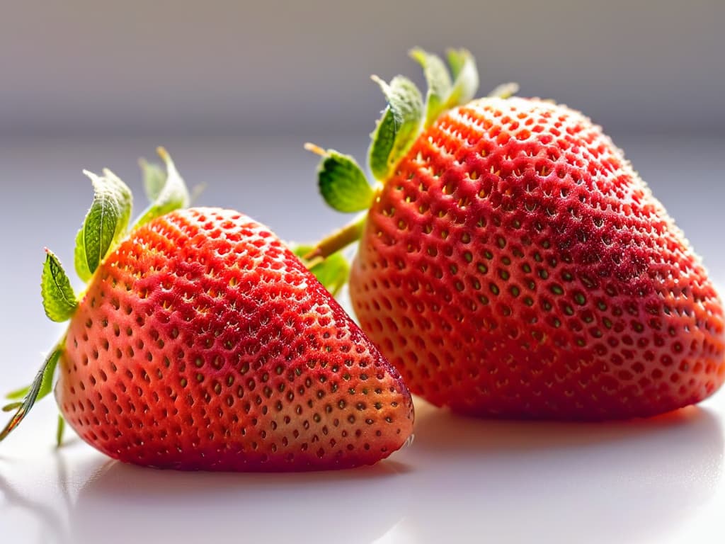  A closeup, ultradetailed image of a vibrant, perfectly ripe strawberry sliced in half, showcasing its intricate seeds and juicy texture against a clean, white background. hyperrealistic, full body, detailed clothing, highly detailed, cinematic lighting, stunningly beautiful, intricate, sharp focus, f/1. 8, 85mm, (centered image composition), (professionally color graded), ((bright soft diffused light)), volumetric fog, trending on instagram, trending on tumblr, HDR 4K, 8K