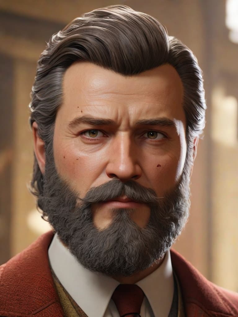  masterpiece, best quality, official art, extremely detailed cg 8k, Johns Wayne with a bushy beard