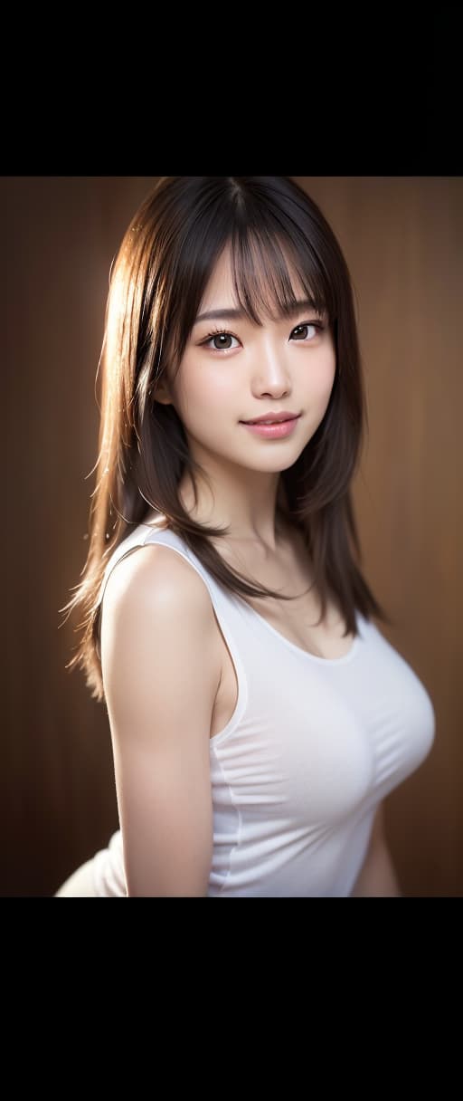  (8K, RAW photo, highest quality, masterpiece: 1.2), (realistic, Photo realistic: 1.37), super detail, super high resolution, one , bifolder, beautiful face, smile, narrow, narrow Lightly waist): 1.3), shirts, beautiful and detailed skin, skin texture, fresh skin, smooth skin, skin, floating hair, professional lighting, big s, (the shape of the is very clear. : 1.5), ((very long : 1.5. It looks clear)), (((very thin, very thin, tight, tight, white sleeveless tops, pearing: 1.5))), , (Masterpiece, BestQuality:1.3), (ultra detailed:1.2), (hyperrealistic:1.3), (RAW photo:1.2),High detail RAW color photo, professional photograph, (Photorealistic:1.4), (realistic:1.4), ,professional lighting, (japanese), beautiful face,