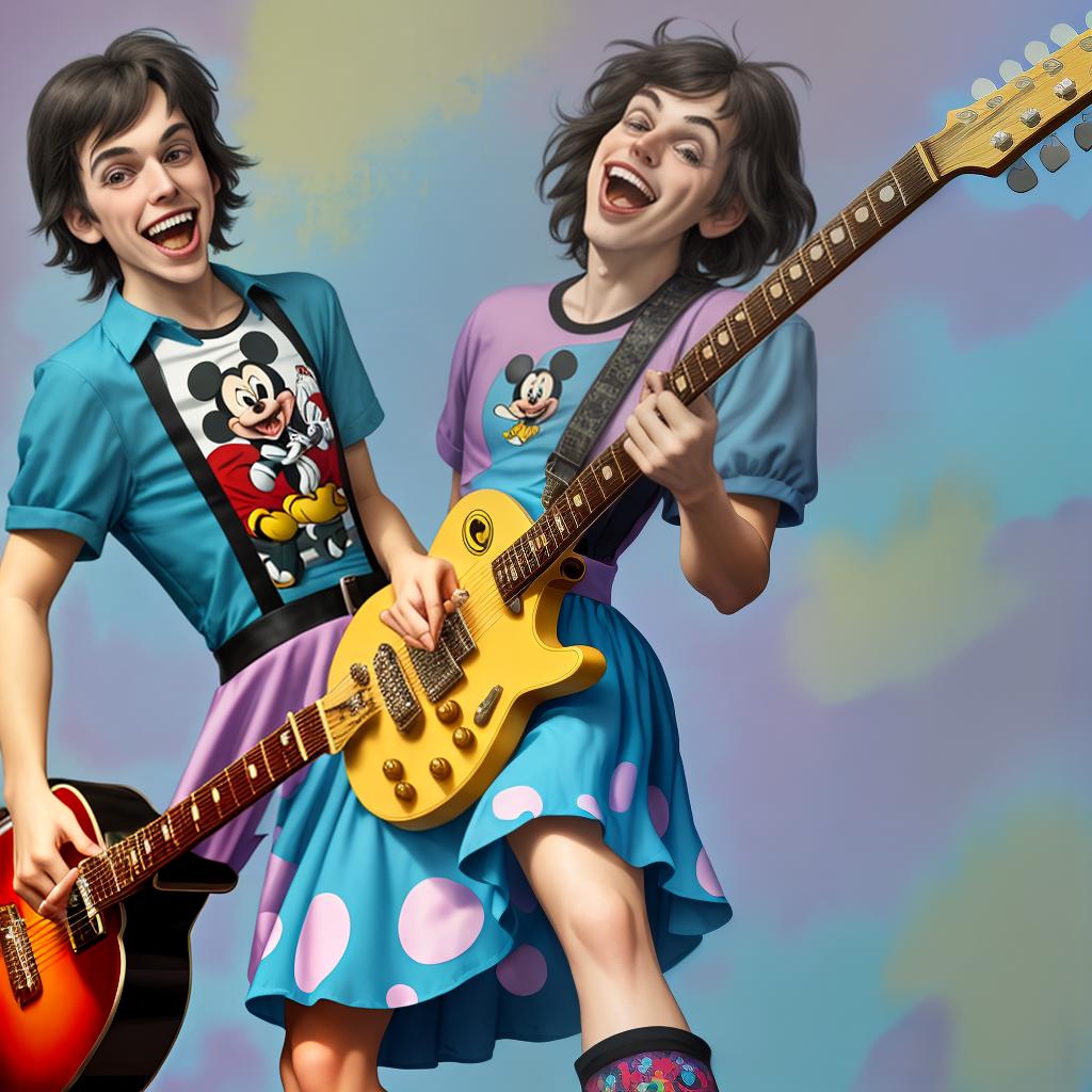  Disney goofy in rock and roll dress and guitar