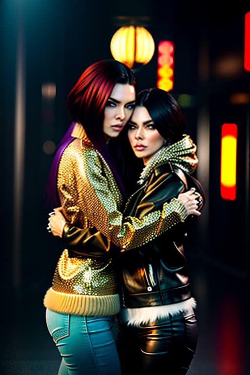  Bill Kaulitz from the band Tokio Hotel goes hugging his brunette girlfriend in Los Angeles hyperrealistic, full body, detailed clothing, highly detailed, cinematic lighting, stunningly beautiful, intricate, sharp focus, f/1. 8, 85mm, (centered image composition), (professionally color graded), ((bright soft diffused light)), volumetric fog, trending on instagram, trending on tumblr, HDR 4K, 8K