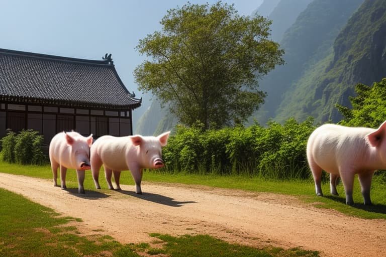  bunch of chinese people ating a pig hyperrealistic, full body, detailed clothing, highly detailed, cinematic lighting, stunningly beautiful, intricate, sharp focus, f/1. 8, 85mm, (centered image composition), (professionally color graded), ((bright soft diffused light)), volumetric fog, trending on instagram, trending on tumblr, HDR 4K, 8K