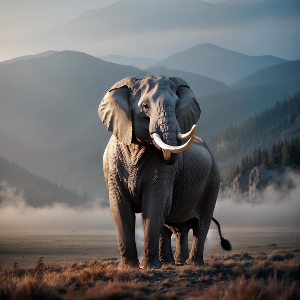  Elephant sit on a Dog hyperrealistic, full body, detailed clothing, highly detailed, cinematic lighting, stunningly beautiful, intricate, sharp focus, f/1. 8, 85mm, (centered image composition), (professionally color graded), ((bright soft diffused light)), volumetric fog, trending on instagram, trending on tumblr, HDR 4K, 8K